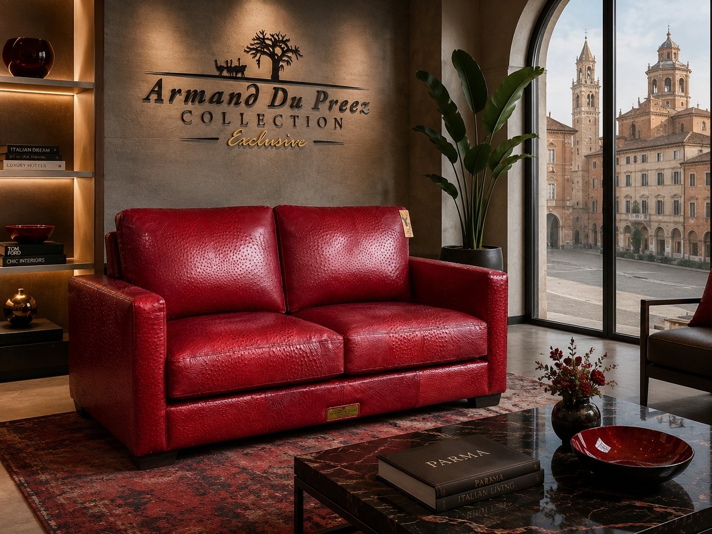Modern Ostrich Leather Couch